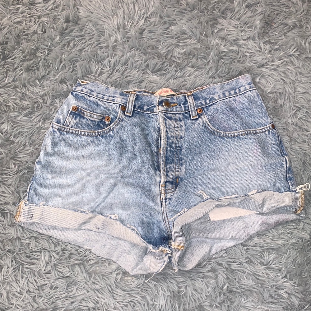 Light Wash High Waist Denim Cutoff Shorts
